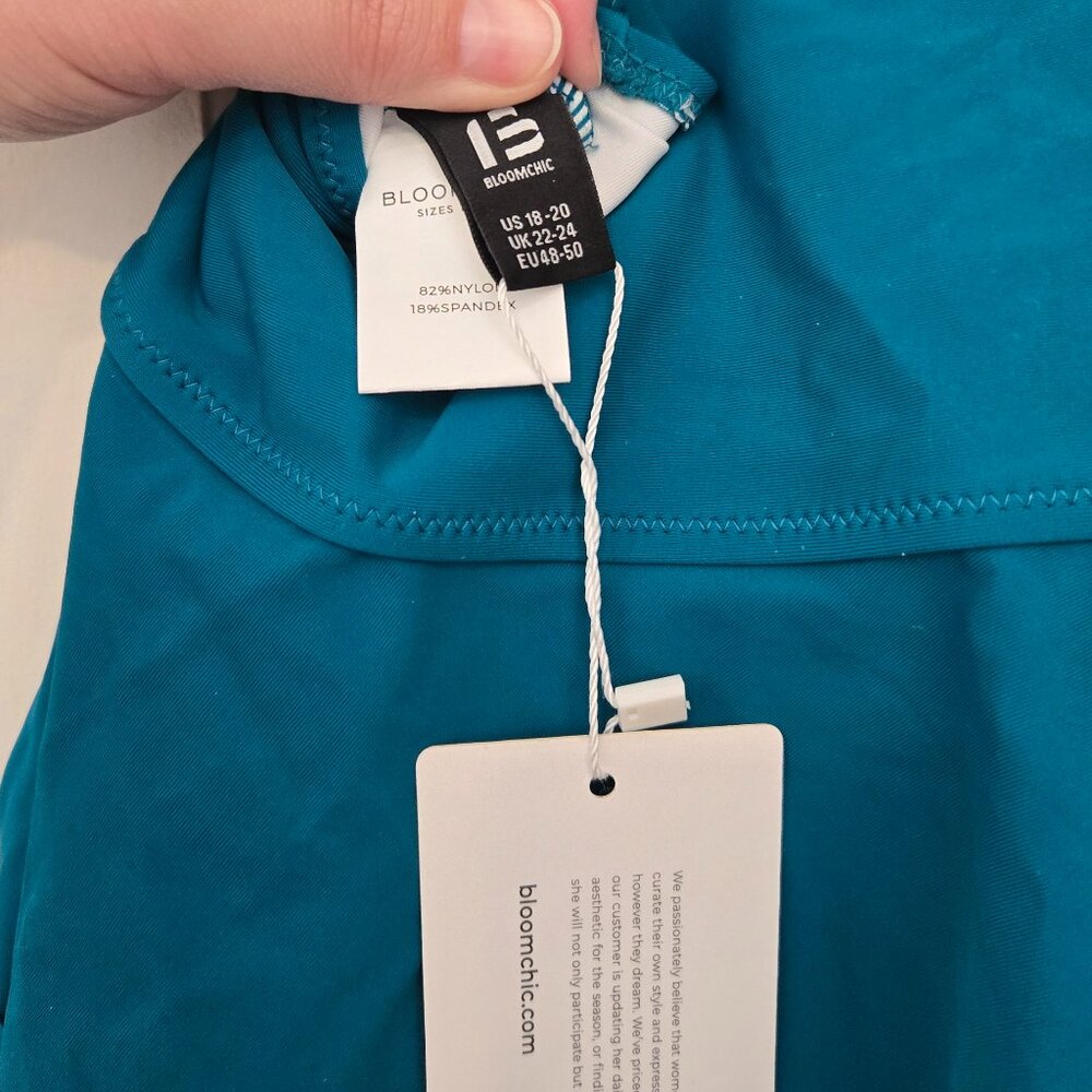 NWT BloomChic Teal Tankini top - Size 2X 18/20 - Picture 7 of 7
